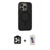 MARSİLYAN™- iPhone 14 Pro Max Kılıf Ahenk Form Serisi - Siyah Joko 5D Cam + PVD Metal Kamera Lens - TU