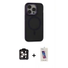 MARSİLYAN™- iPhone 14 Pro Max Kılıf Ahenk Form Serisi - Siyah Joko 5D Cam + PVD Metal Kamera Lens - TU