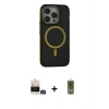 MARSİLYAN™- iPhone 14 Pro Max Kılıf Ahenk Form Serisi - Siyah Joko Magic 5D Hayalet Cam + Bilvis Titan Kamera Lens - GD