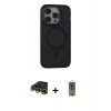 MARSİLYAN™- iPhone 14 Pro Max Kılıf Ahenk Form Serisi - Siyah Joko Magic 5D Hayalet Cam + Gold Raze Metal Kamera Lens