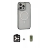 MARSİLYAN™- iPhone 14 Pro Max Kılıf Ahenk Form Serisi - Siyah Joko Magic 5D Hayalet Cam + Turuncu PVD Metal Kamera Lens