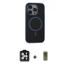 MARSİLYAN™- iPhone 14 Pro Max Kılıf Ahenk Form Serisi - Siyah Joko Magic 5D Hayalet Cam + Turuncu PVD Metal Kamera Lens