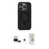 MARSİLYAN™- iPhone 14 Pro Max Kılıf Ahenk Form Serisi - Siyah Mat Seramik Nano Ekran Koruyucu + Bilvis Titan Kamera Lens - DNMR