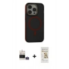 MARSİLYAN™- iPhone 14 Pro Max Kılıf Ahenk Form Serisi - Siyah Mat Seramik Nano Ekran Koruyucu + Bilvis Titan Kamera Lens - GS