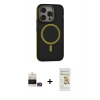 MARSİLYAN™- iPhone 14 Pro Max Kılıf Ahenk Form Serisi - Siyah Mat Seramik Nano Ekran Koruyucu + Bilvis Titan Kamera Lens - GD
