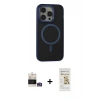 MARSİLYAN™- iPhone 14 Pro Max Kılıf Ahenk Form Serisi - Siyah Mat Seramik Nano Ekran Koruyucu + Bilvis Titan Kamera Lens - GS