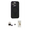 MARSİLYAN™- iPhone 14 Pro Max Kılıf Ahenk Form Serisi - Siyah Mat Seramik Nano Ekran Koruyucu + Bilvis Titan Kamera Lens - GD