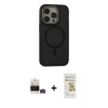 MARSİLYAN™- iPhone 14 Pro Max Kılıf Ahenk Form Serisi - Siyah Mat Seramik Nano Ekran Koruyucu + Bilvis Titan Kamera Lens - GD