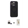 MARSİLYAN™- iPhone 14 Pro Max Kılıf Ahenk Form Serisi - Siyah Mat Seramik Nano Ekran Koruyucu + Bilvis Titan Kamera Lens - DNMR