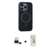 MARSİLYAN™- iPhone 14 Pro Max Kılıf Ahenk Form Serisi - Siyah Mat Seramik Nano Ekran Koruyucu + Bilvis Titan Kamera Lens - GD