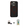 MARSİLYAN™- iPhone 14 Pro Max Kılıf Ahenk Form Serisi - Siyah Polymer Nano Ekran Koruyucu + Bilvis Titan Kamera Lens - SH