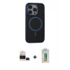 MARSİLYAN™- iPhone 14 Pro Max Kılıf Ahenk Form Serisi - Siyah Polymer Nano Ekran Koruyucu + Bilvis Titan Kamera Lens - SH