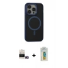 MARSİLYAN™- iPhone 14 Pro Max Kılıf Ahenk Form Serisi - Siyah Polymer Nano Ekran Koruyucu + Bilvis Titan Kamera Lens - GD