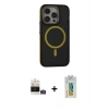 MARSİLYAN™- iPhone 14 Pro Max Kılıf Ahenk Form Serisi - Siyah Polymer Nano Ekran Koruyucu + Bilvis Titan Kamera Lens - GD