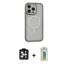 MARSİLYAN™- iPhone 14 Pro Max Kılıf Ahenk Form Serisi - Siyah Polymer Nano Ekran Koruyucu + PVD Metal Kamera Lens - TU
