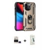 MARSİLYAN™- iPhone 14 Pro Max Kılıf Ahenk Klasik Koleksiyonu - Şeffaf Pasifik Cam Ekran Koruyucu + Derin Mor Bilvis Titan Kamera Lens