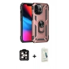 MARSİLYAN™- iPhone 14 Pro Max Kılıf Ahenk Klasik Koleksiyonu - Şeffaf Pasifik Cam Ekran Koruyucu + PVD Metal Kamera Lens - TU