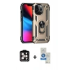 MARSİLYAN™- iPhone 14 Pro Max Kılıf Ahenk Klasik Koleksiyonu - Şeffaf Royal Nano Ekran Koruyucu + PVD Metal Kamera Lens - TU