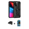 MARSİLYAN™- iPhone 14 Pro Max Kılıf Ahenk Klasik Koleksiyonu - Siyah 18D Cam Ekran Koruyucu + Raze Metal Kamera Lens - GS