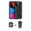 MARSİLYAN™- iPhone 14 Pro Max Kılıf Ahenk Klasik Koleksiyonu - Siyah 360 Mat Full Body Arka Koruyucu + PVD Metal Kamera Lens - TU
