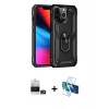 MARSİLYAN™- iPhone 14 Pro Max Kılıf Ahenk Klasik Koleksiyonu - Siyah 3D Antistatik Cam Ekran Koruyucu + Gold Bilvis Titan Kamera Lens