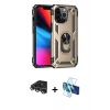 MARSİLYAN™- iPhone 14 Pro Max Kılıf Ahenk Klasik Koleksiyonu - Siyah 3D Antistatik Cam Ekran Koruyucu + Raze Metal Kamera Lens - GS