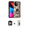 MARSİLYAN™- iPhone 14 Pro Max Kılıf Ahenk Klasik Koleksiyonu - Siyah 6D Mat Seramik Hayalet Nano Ekran Koruyucu + PVD Metal Kamera Lens - TU