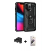 MARSİLYAN™- iPhone 14 Pro Max Kılıf Ahenk Klasik Koleksiyonu - Siyah Bilvis 3D Mat Cam Ekran Koruyucu + Gümüş Raze Metal Kamera Lens