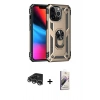 MARSİLYAN™- iPhone 14 Pro Max Kılıf Ahenk Klasik Koleksiyonu - Siyah Bilvis 3D Mat Cam Ekran Koruyucu + Gümüş Raze Metal Kamera Lens