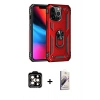 MARSİLYAN™- iPhone 14 Pro Max Kılıf Ahenk Klasik Koleksiyonu - Siyah Bilvis 3D Mat Cam Ekran Koruyucu + PVD Metal Kamera Lens - TU