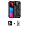 MARSİLYAN™- iPhone 14 Pro Max Kılıf Ahenk Klasik Koleksiyonu - Siyah Bilvis 3D Mat Cam Ekran Koruyucu + PVD Metal Kamera Lens - TU