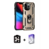 MARSİLYAN™- iPhone 14 Pro Max Kılıf Ahenk Klasik Koleksiyonu - Siyah Bilvis 5in1 3D Magic Cam Ekran Koruyucu + PVD Metal Kamera Lens - TU