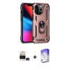 MARSİLYAN™- iPhone 14 Pro Max Kılıf Ahenk Klasik Koleksiyonu - Siyah Bilvis 5in1 3D Magic Cam Ekran Koruyucu + Derin Mor Bilvis Titan Kamera Lens