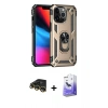 MARSİLYAN™- iPhone 14 Pro Max Kılıf Ahenk Klasik Koleksiyonu - Siyah Bilvis 5in1 5D Magic Hayalet Cam Ekran Koruyucu + Gold Raze Metal Kamera Lens