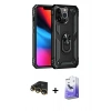 MARSİLYAN™- iPhone 14 Pro Max Kılıf Ahenk Klasik Koleksiyonu - Siyah Bilvis 5in1 5D Magic Hayalet Cam Ekran Koruyucu + Gold Raze Metal Kamera Lens