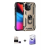 MARSİLYAN™- iPhone 14 Pro Max Kılıf Ahenk Klasik Koleksiyonu - Siyah Bilvis 5in1 5D Magic Hayalet Cam Ekran Koruyucu + Bilvis Titan Kamera Lens - DNMR