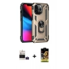 MARSİLYAN™- iPhone 14 Pro Max Kılıf Ahenk Klasik Koleksiyonu - Siyah Buffer Cam Ekran Koruyucu + Derin Mor Bilvis Titan Kamera Lens