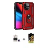MARSİLYAN™- iPhone 14 Pro Max Kılıf Ahenk Klasik Koleksiyonu - Siyah Buffer Cam Ekran Koruyucu + Derin Mor Bilvis Titan Kamera Lens