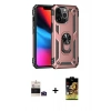 MARSİLYAN™- iPhone 14 Pro Max Kılıf Ahenk Klasik Koleksiyonu - Siyah Buffer Cam Ekran Koruyucu + Derin Mor Bilvis Titan Kamera Lens