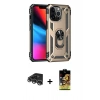MARSİLYAN™- iPhone 14 Pro Max Kılıf Ahenk Klasik Koleksiyonu - Siyah Buffer Cam Ekran Koruyucu + Gümüş Raze Metal Kamera Lens