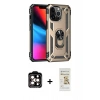 MARSİLYAN™- iPhone 14 Pro Max Kılıf Ahenk Klasik Koleksiyonu - Siyah Mat Seramik Nano Ekran Koruyucu + PVD Metal Kamera Lens - TU