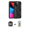 MARSİLYAN™- iPhone 14 Pro Max Kılıf Ahenk Klasik Koleksiyonu - Siyah Polymer Nano Ekran Koruyucu + PVD Metal Kamera Lens - TU