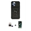 MARSİLYAN™- iPhone 14 Pro Max Kılıf Ahenk Klasik - Şeffaf 360 Full Body Arka Koruyucu + Derin Mor Bilvis Titan Kamera Lens