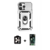 MARSİLYAN™- iPhone 14 Pro Max Kılıf Ahenk Klasik - Şeffaf 360 Full Body Arka Koruyucu + PVD Metal Kamera Lens - TU