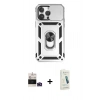 MARSİLYAN™- iPhone 14 Pro Max Kılıf Ahenk Klasik - Şeffaf Pasifik Cam Ekran Koruyucu + Bilvis Titan Kamera Lens - DNMR
