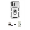 MARSİLYAN™- iPhone 14 Pro Max Kılıf Ahenk Klasik - Şeffaf Pasifik Cam Ekran Koruyucu + Bilvis Titan Kamera Lens - GD