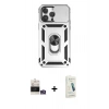 MARSİLYAN™- iPhone 14 Pro Max Kılıf Ahenk Klasik - Şeffaf Pasifik Cam Ekran Koruyucu + Bilvis Titan Kamera Lens - GS