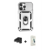 MARSİLYAN™- iPhone 14 Pro Max Kılıf Ahenk Klasik - Şeffaf Pasifik Cam Ekran Koruyucu + Raze Metal Kamera Lens - GS