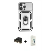 MARSİLYAN™- iPhone 14 Pro Max Kılıf Ahenk Klasik - Şeffaf Pasifik Cam Ekran Koruyucu + Raze Metal Kamera Lens - GD