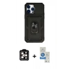 MARSİLYAN™- iPhone 14 Pro Max Kılıf Ahenk Klasik - Şeffaf Royal Nano Ekran Koruyucu + PVD Metal Kamera Lens - TU